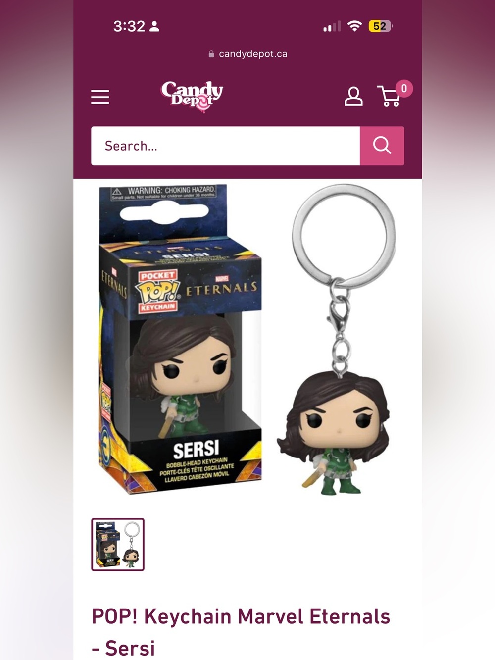 Funko Pop Keychain Marvel The Eternals Sersi NEW